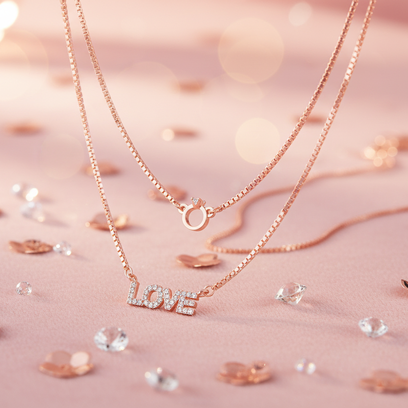 Rose Gold Plated Whisper of Love Necklace