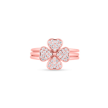 Rosé Lucky Hearts Stack Ring