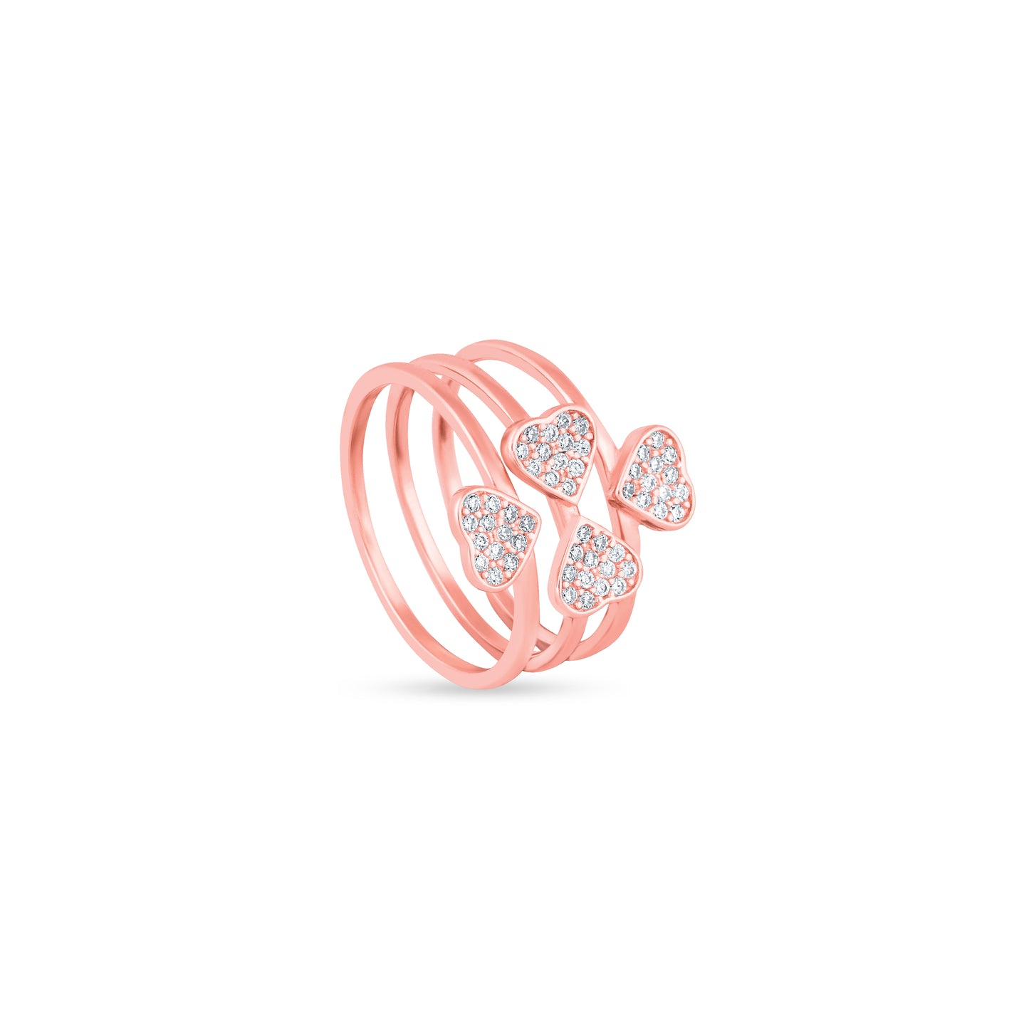 Rosé Lucky Hearts Stack Ring