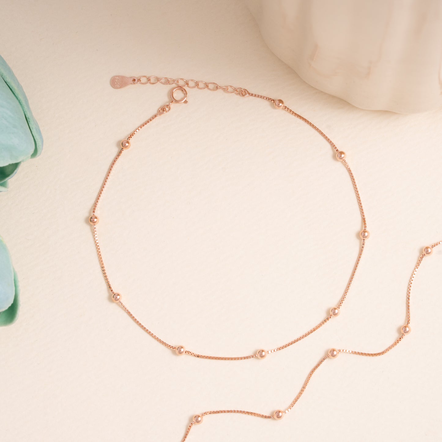 Rosy Beadline Anklet