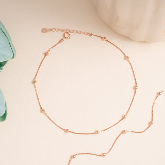 Rosy Beadline Anklet