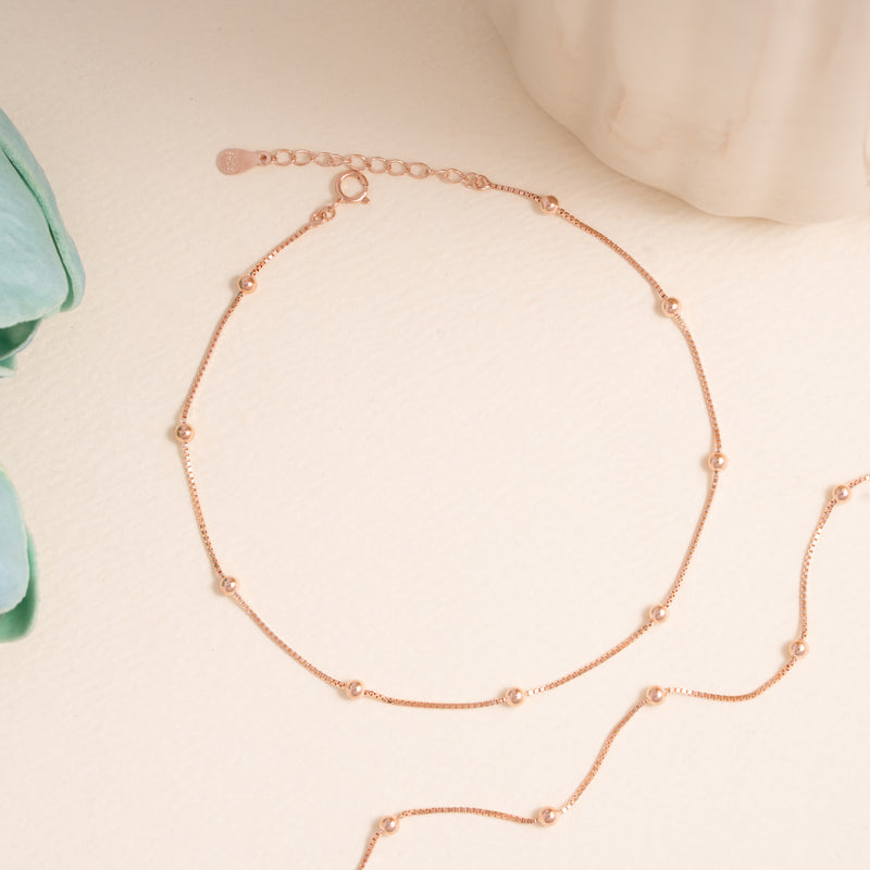 Rosy Beadline Anklet
