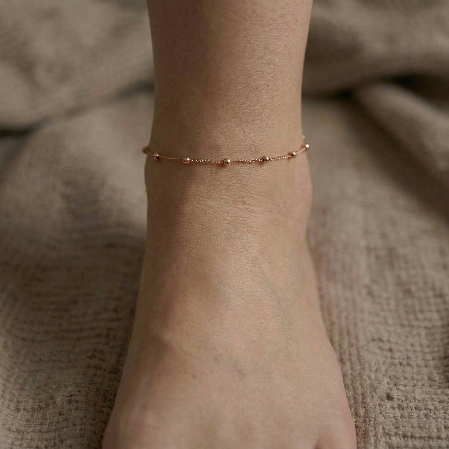Rosy Beadline Anklet