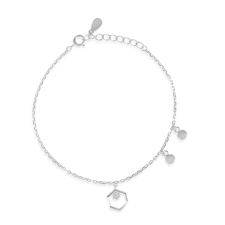 Honeycomb Charm Sterling Silver Bracelet