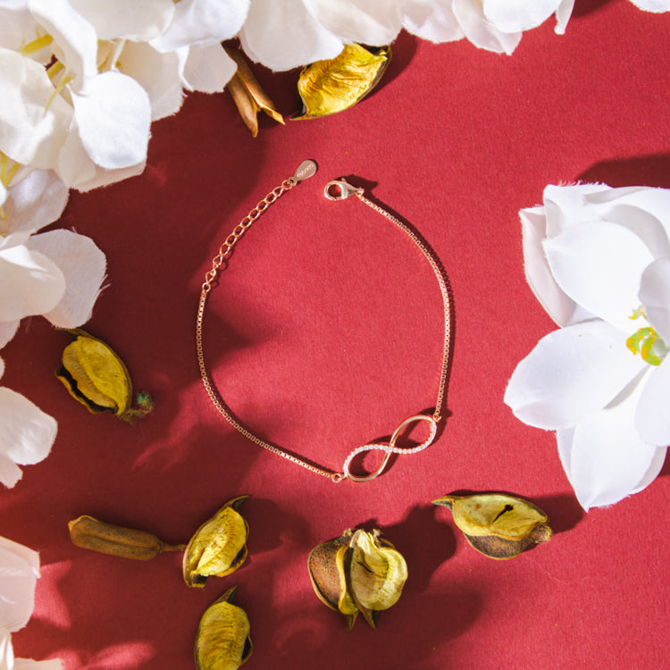 Infinity Elegance Rose Gold Plated Silver Bracelet