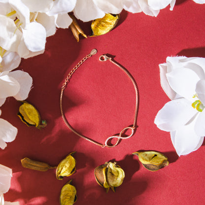 Infinity Elegance Rose Gold Plated Silver Bracelet