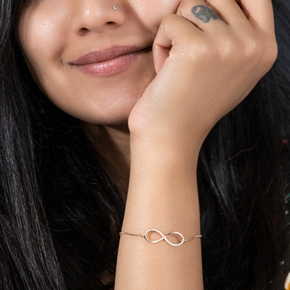 Infinity Elegance Rose Gold Plated Silver Bracelet