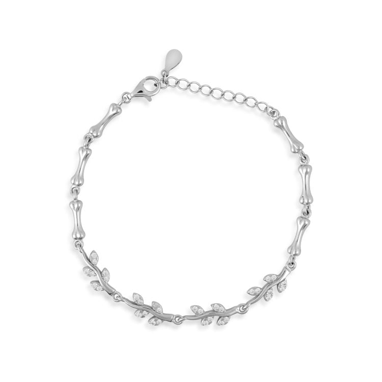 Leaf and Bone Silver Bracelet