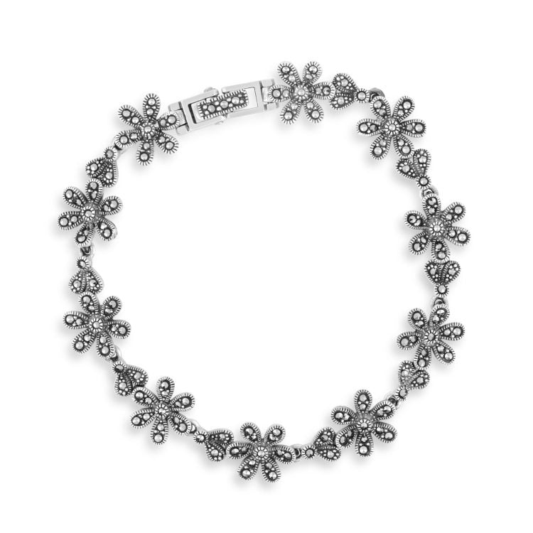 Silver Bracelet with Flowers