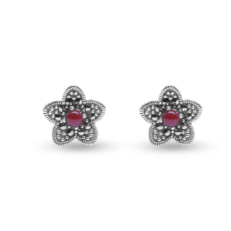 Ruby Dreams Silver Earrings