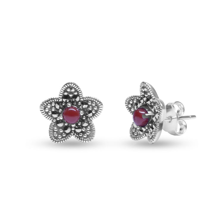 Ruby Dreams Silver Earrings