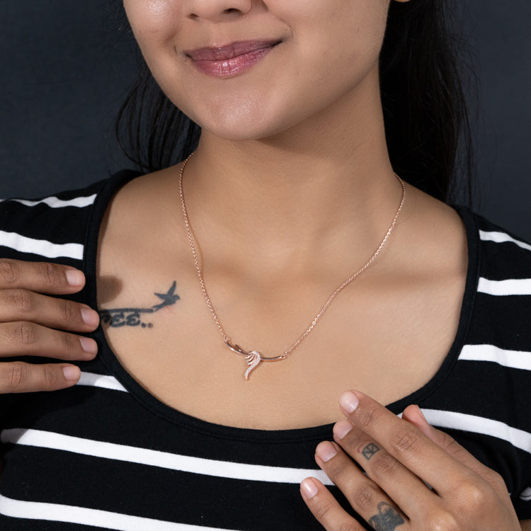Pink tree branch necklace