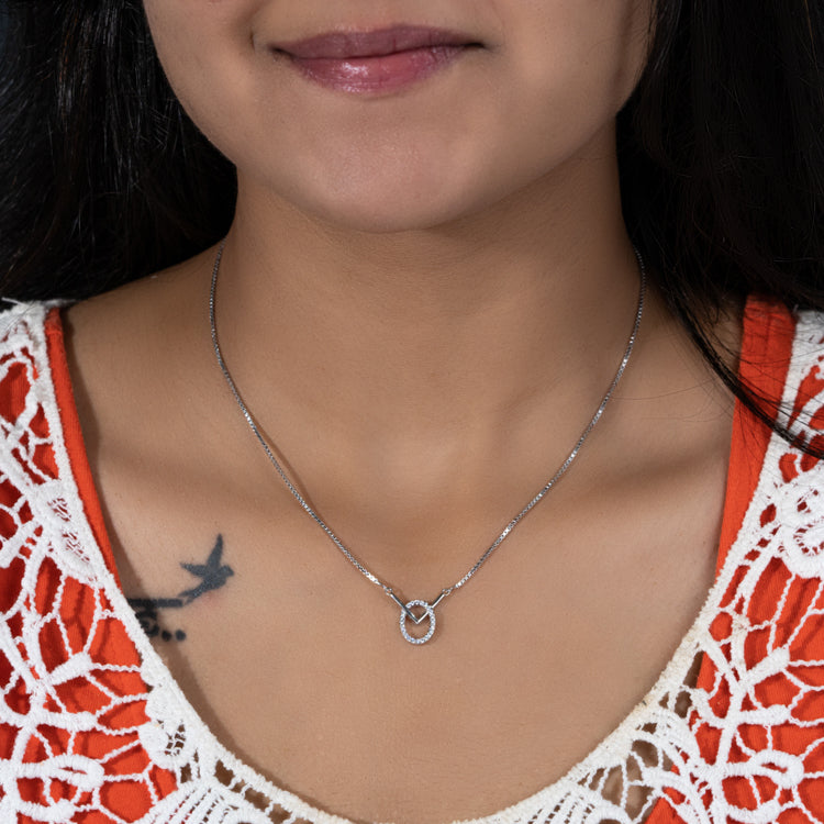 Ring through String Silver Necklace