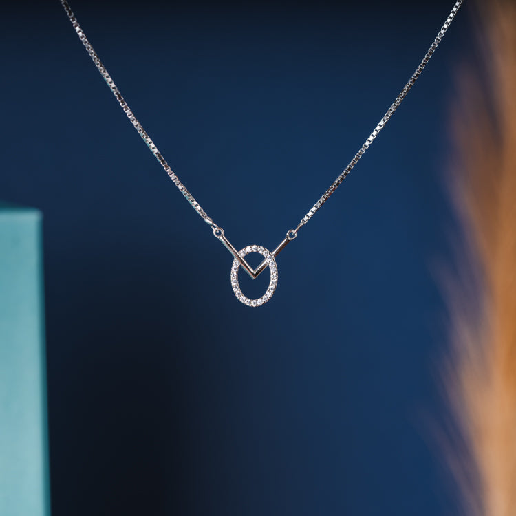 Ring through String Silver Necklace