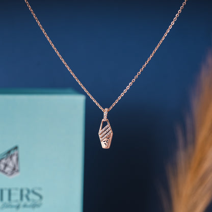 Blushing hexagon pendant necklace