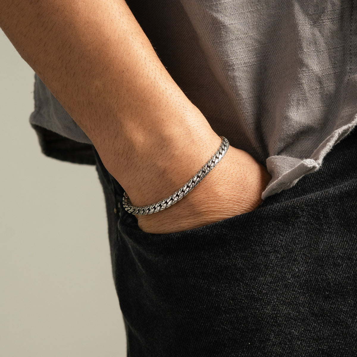 Serpent Forge Silver Bracelet For Men