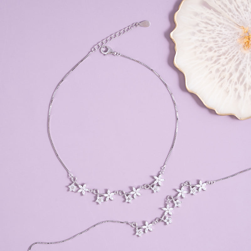 Silver Blossom Trail Anklet