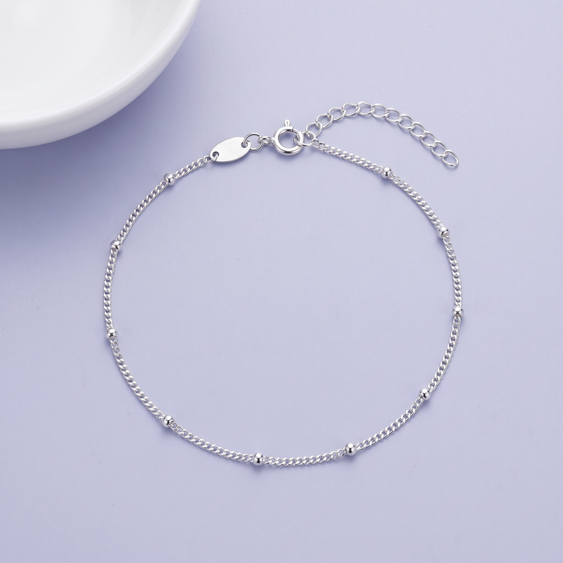 Silver Dotline Anklet