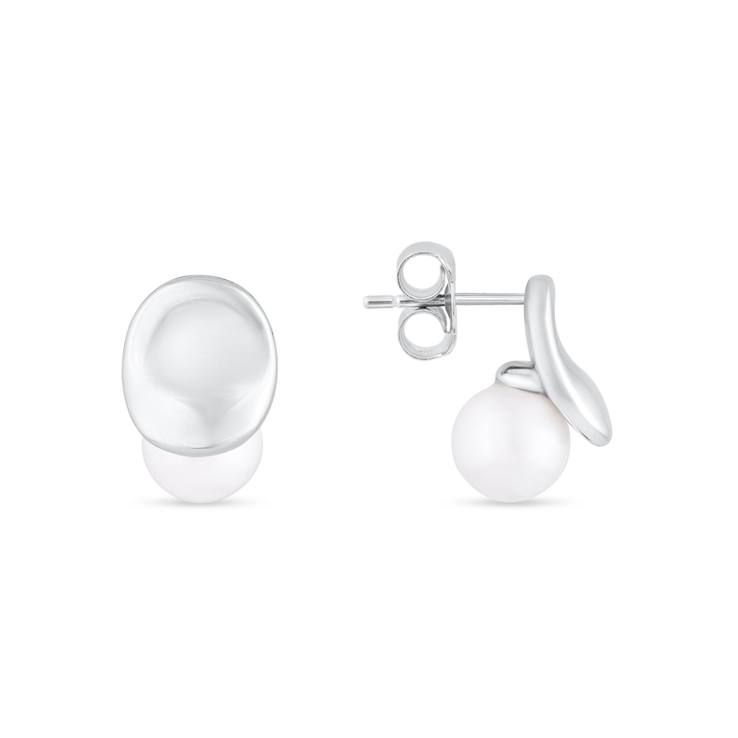 Silver Moonlit Pearl Studs