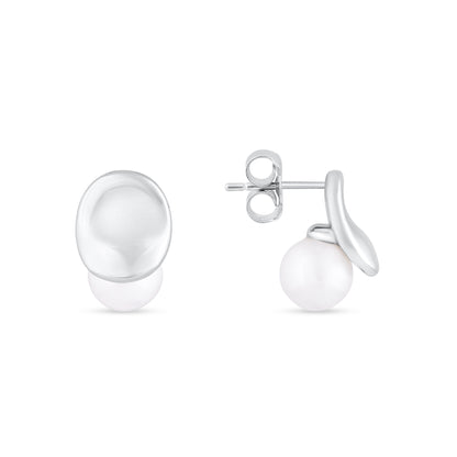 Silver Moonlit Pearl Studs