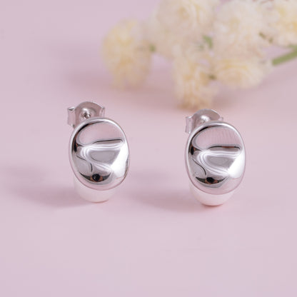 Silver Moonlit Pearl Studs