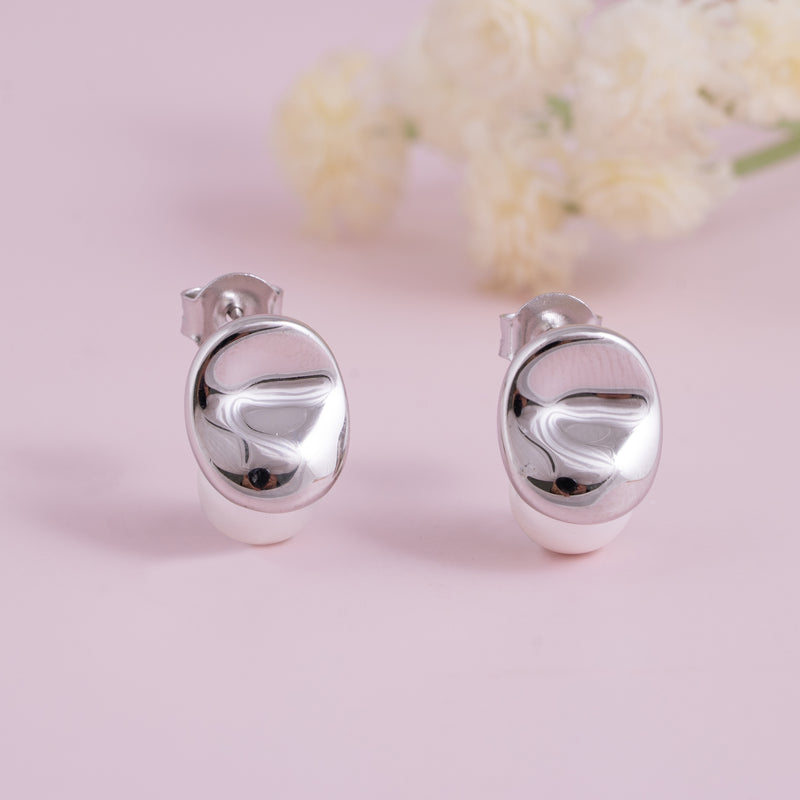 Silver Moonlit Pearl Studs