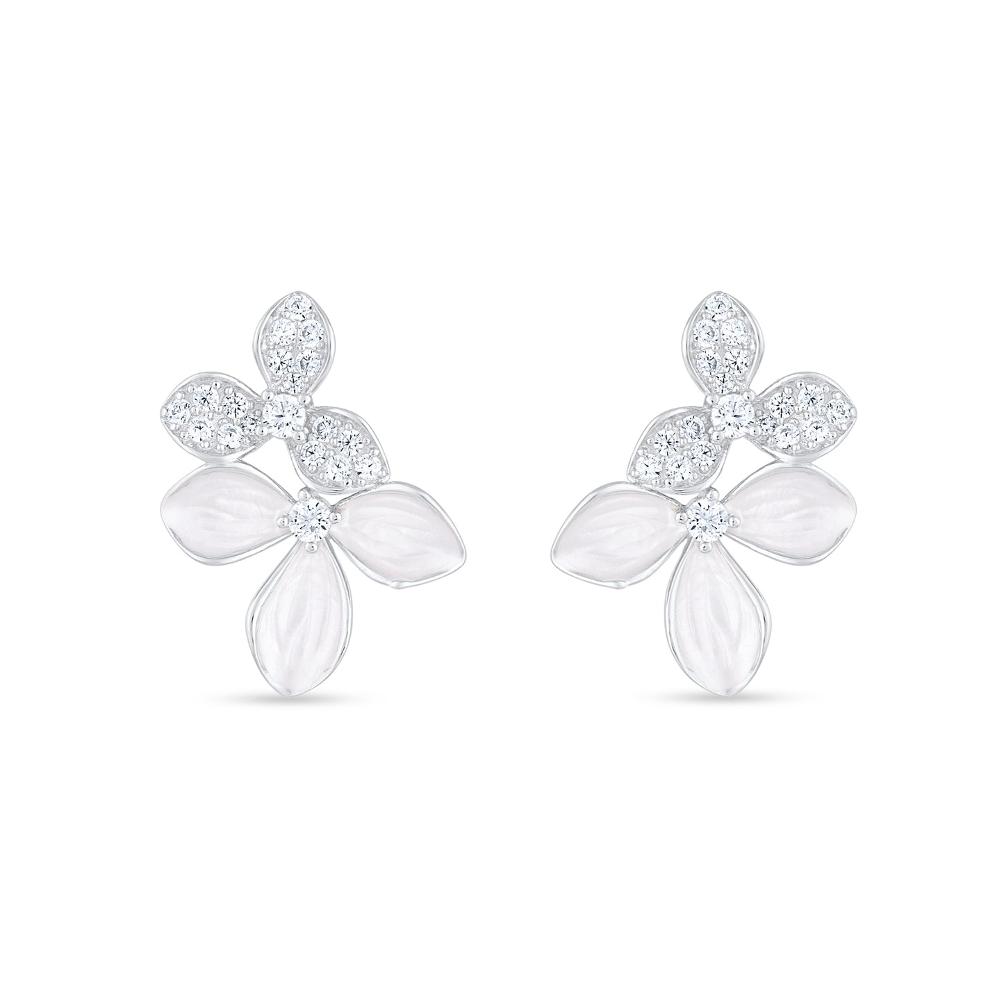 Silver Petal Bloom Earrings