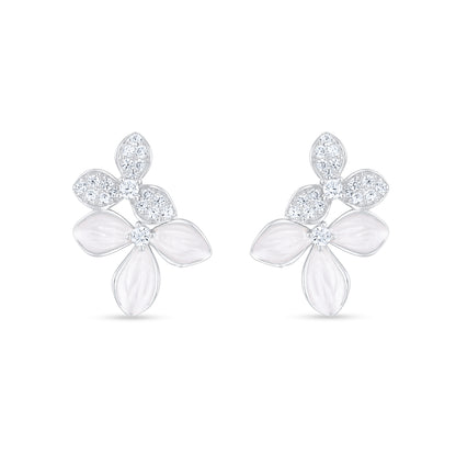 Silver Petal Bloom Earrings