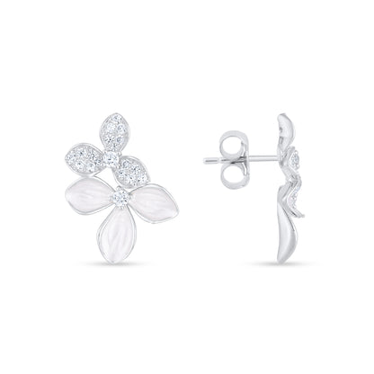 Silver Petal Bloom Earrings