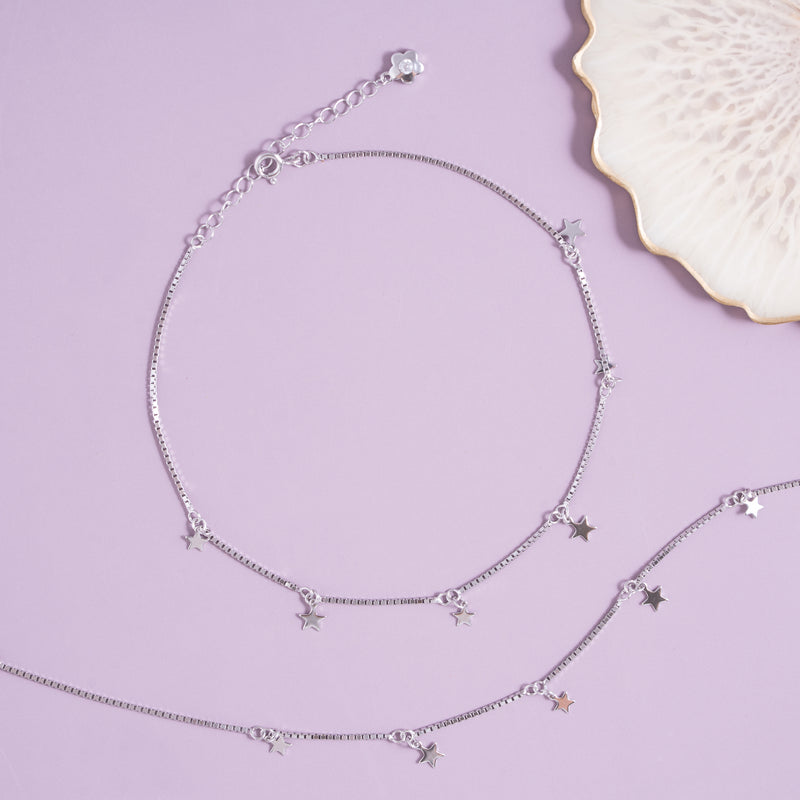 Silver Starlit Anklet