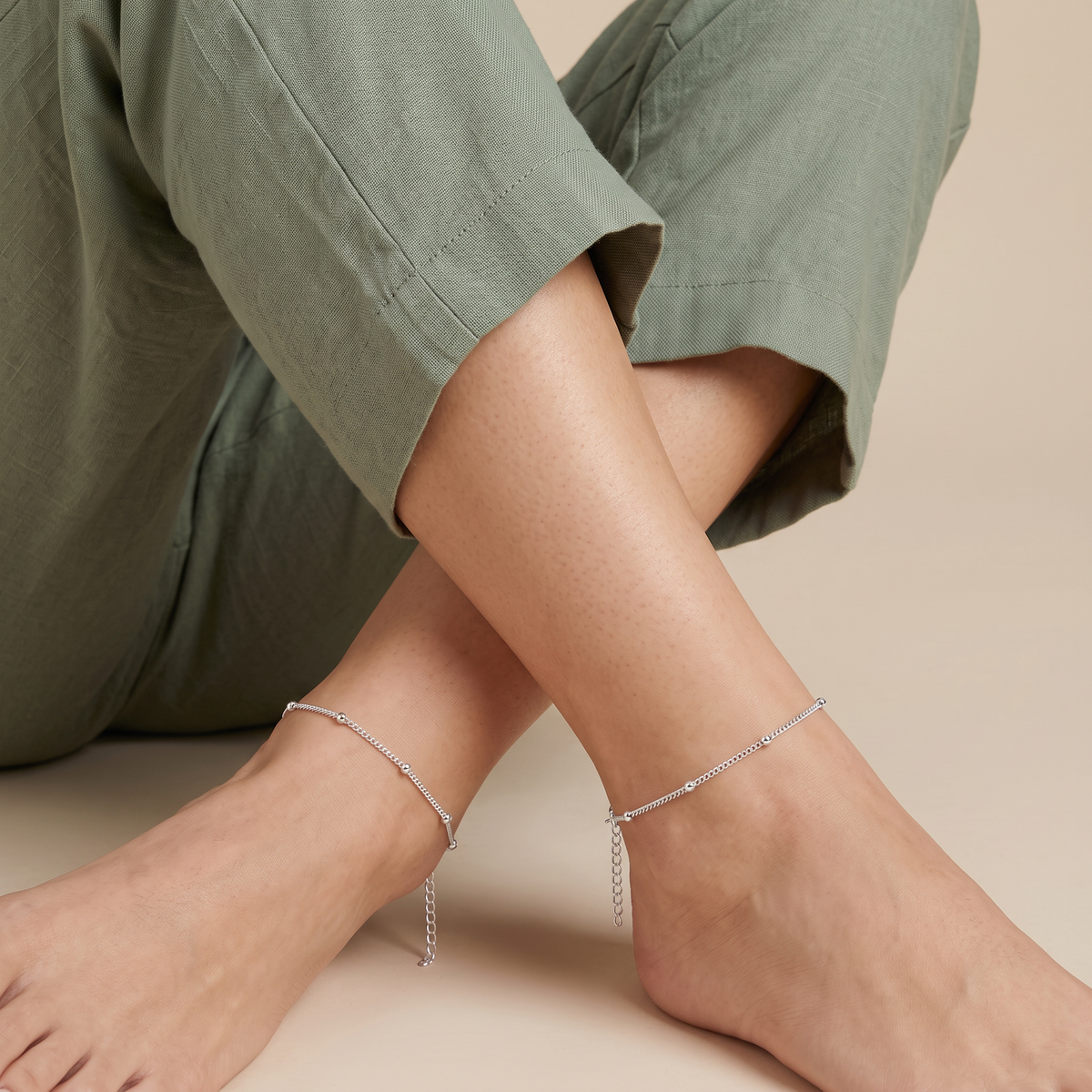Silver Dotline Anklet