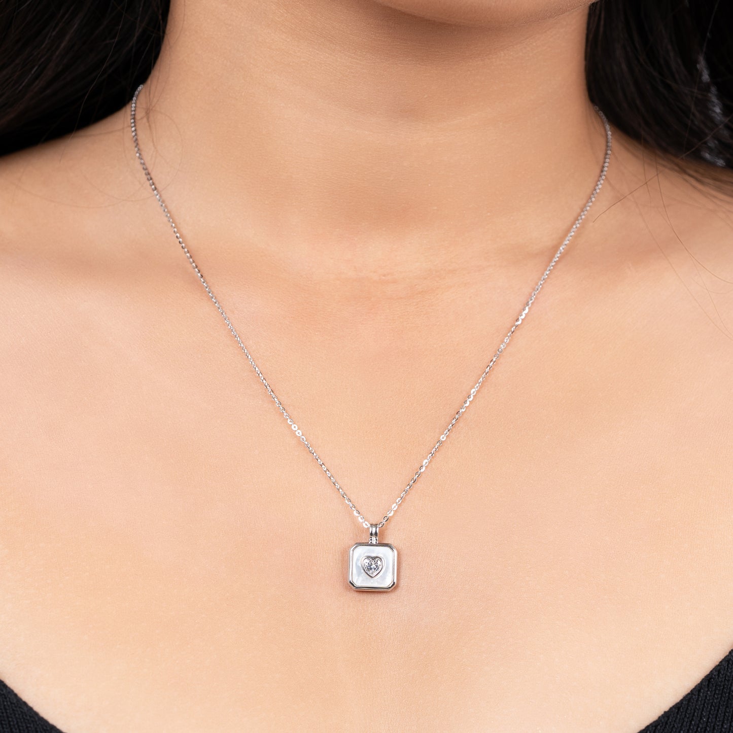 Silver Heartbound Charm Pendant Necklace
