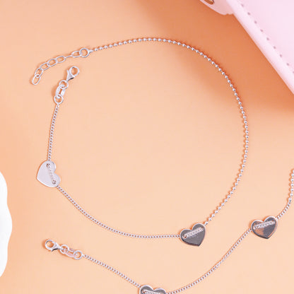 Silver Love Loop Anklet
