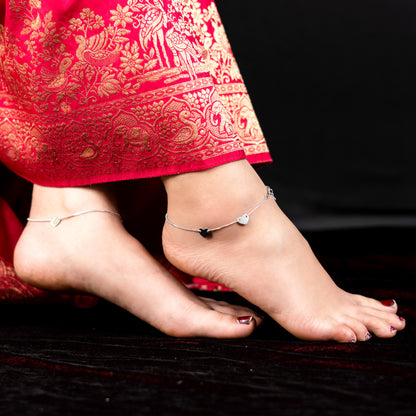 Silver Love Loop Anklet
