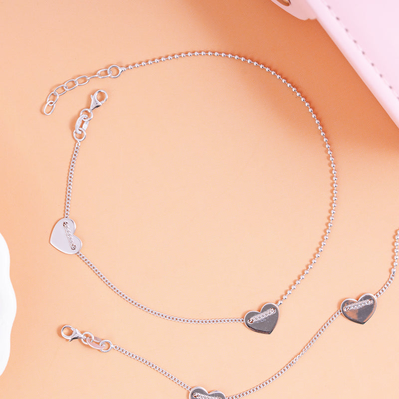 Silver Love Loop Anklet