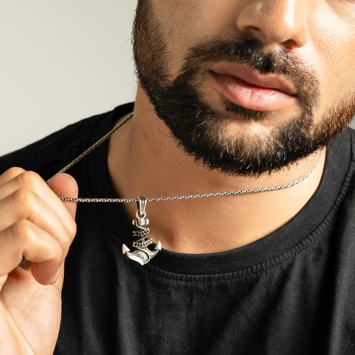 Silver Mariner's Anchor Pendant For Men