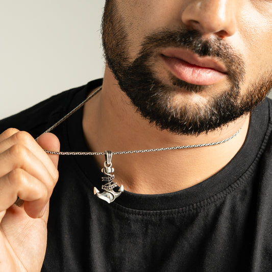 Silver Mariner's Anchor Pendant For Men