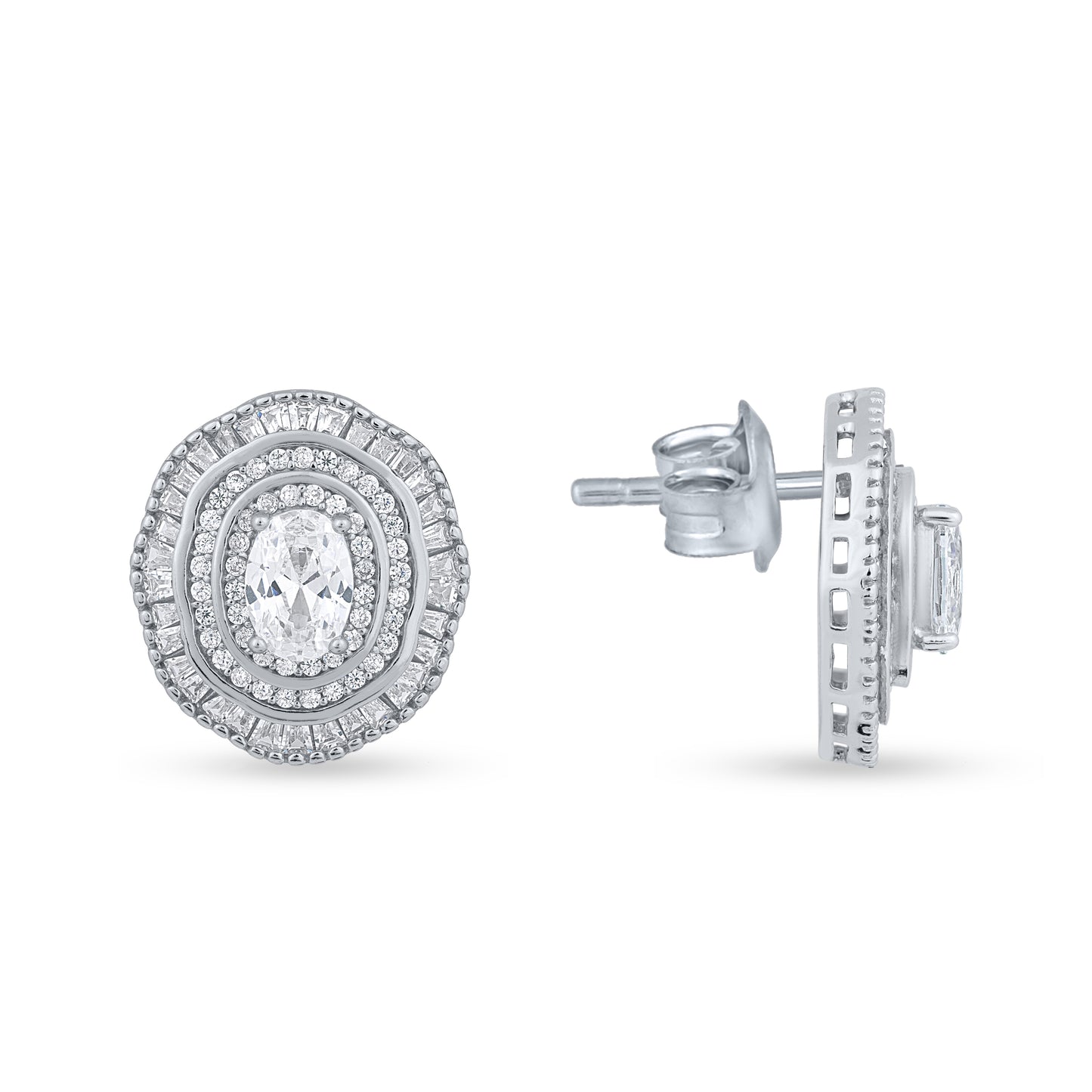 Silver Oval Majesty Earrings