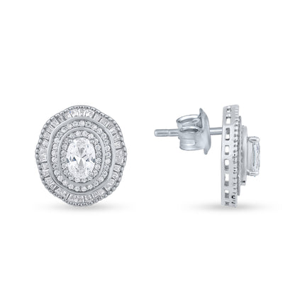 Silver Oval Majesty Earrings