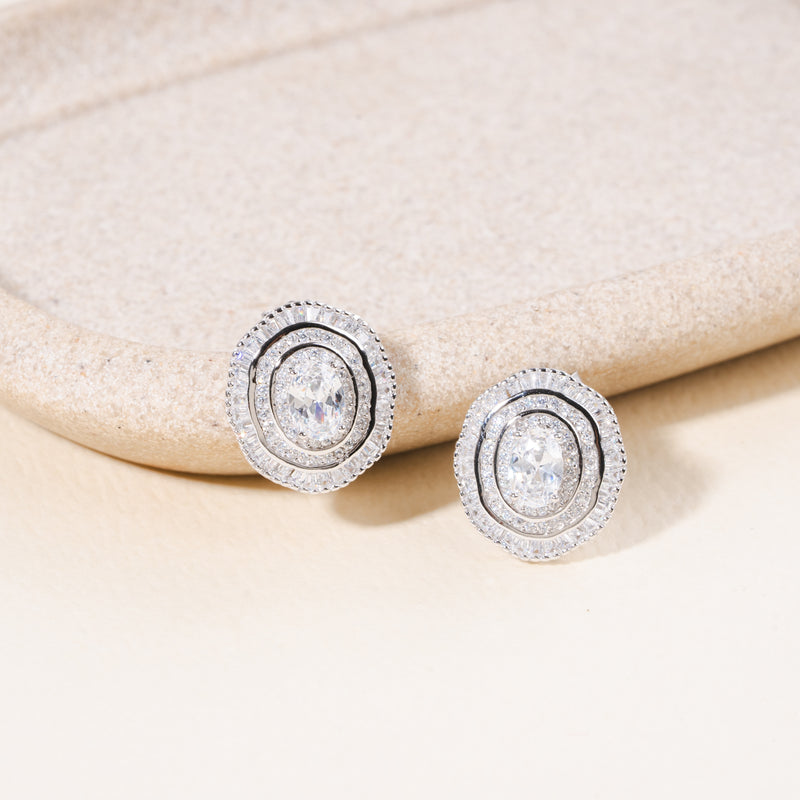 Silver Oval Majesty Earrings