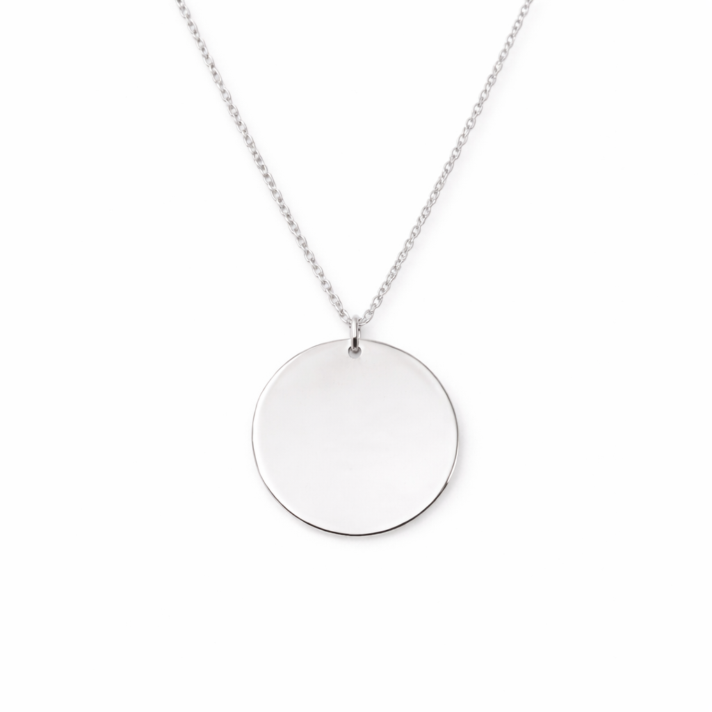 Silver Persoanlised Round Necklace With Text