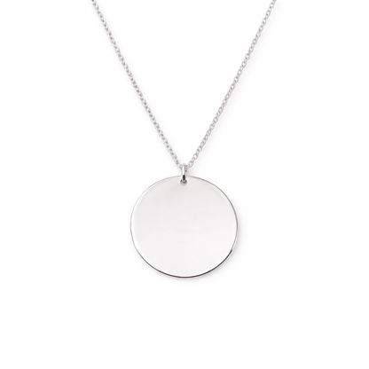 Silver Persoanlised Round Necklace With Text