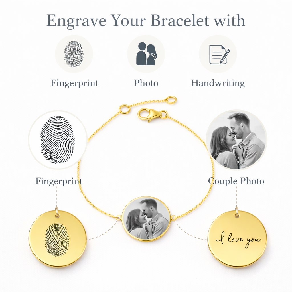 Silver Personalised Round Bracelet With Image