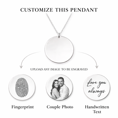 Silver Personalised Round Necklace With Image