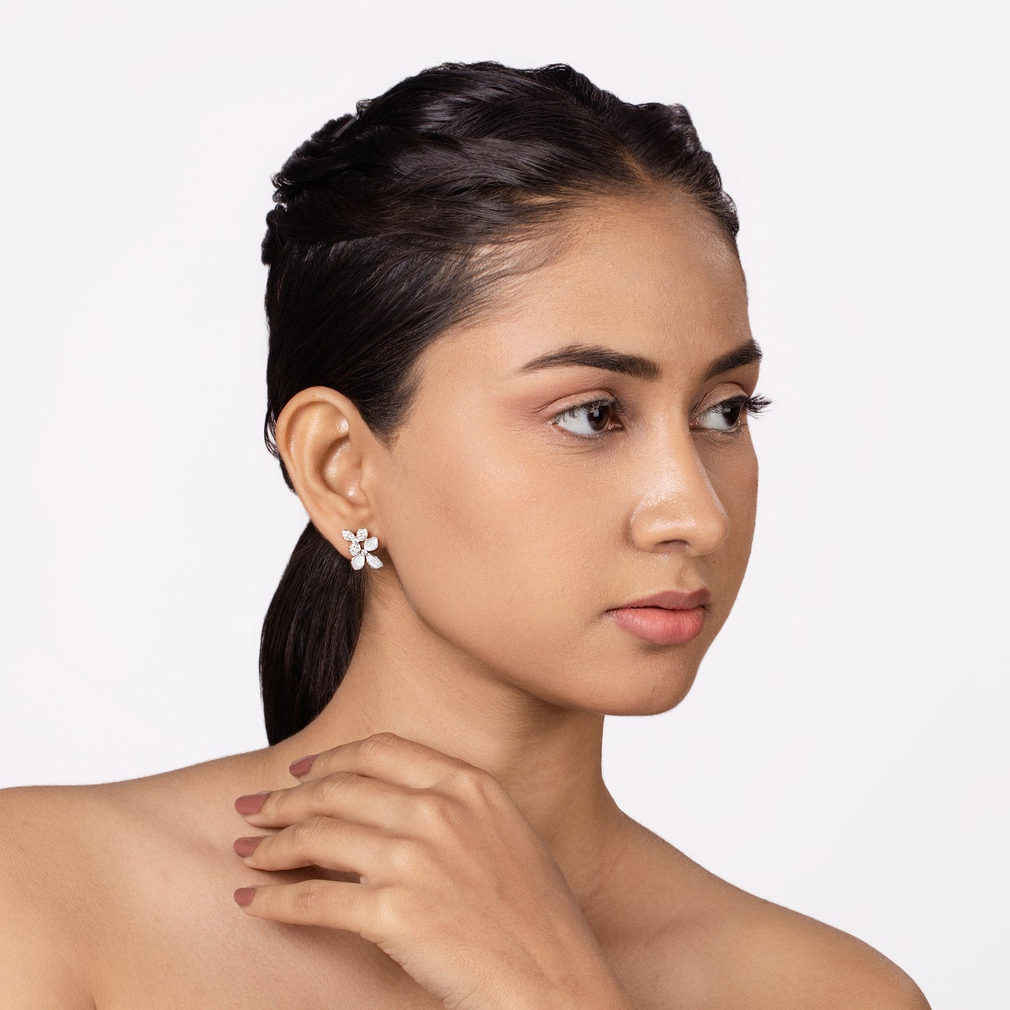 Silver Petal Bloom Earrings