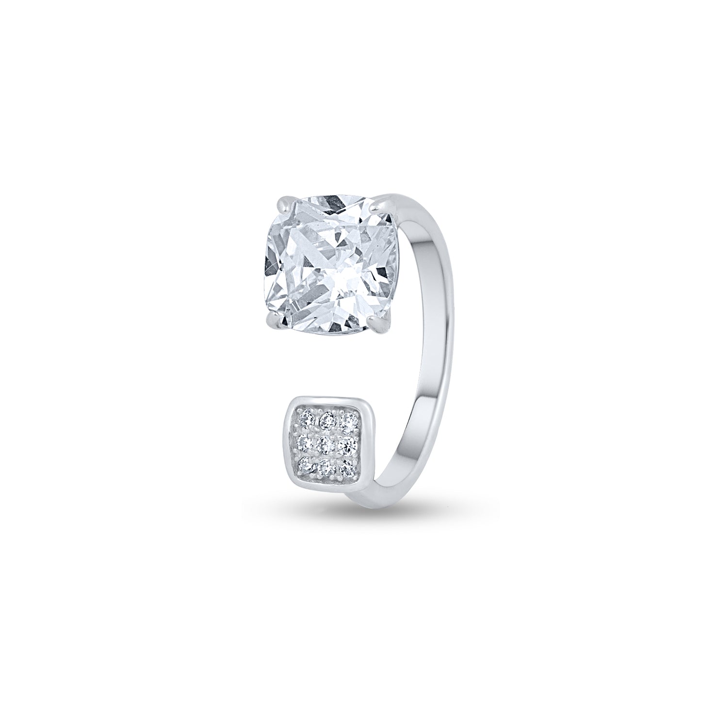 Silver Solitaire Cube Accent Ring
