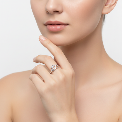 Silver Tiara Heart Ring