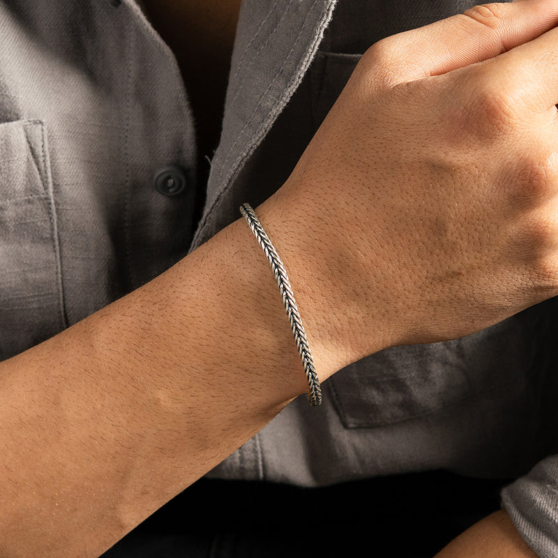 Silver Viking Weave Bracelet For Him