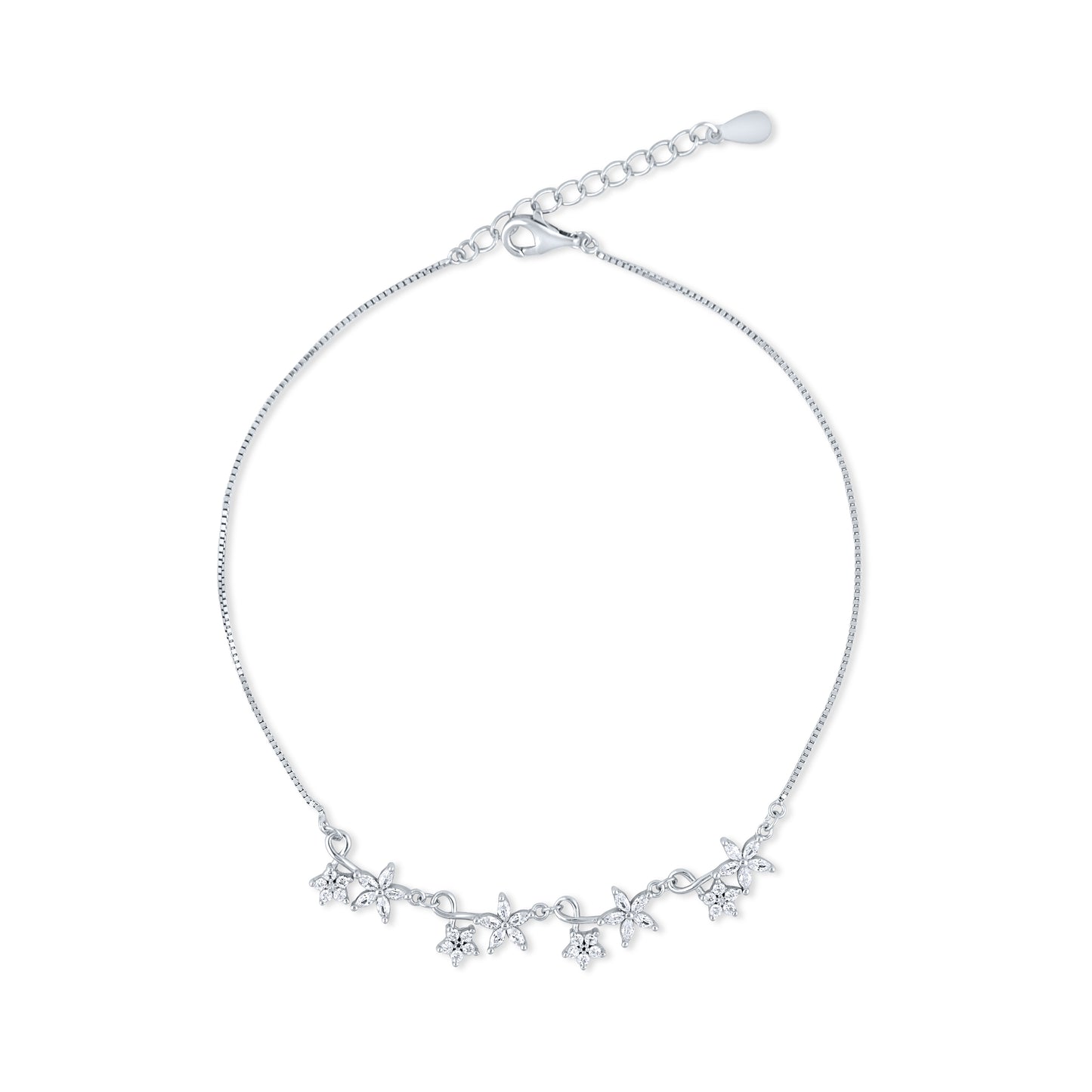 Silver Blossom Trail Anklet