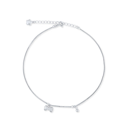 Silver Bow Charm Anklet